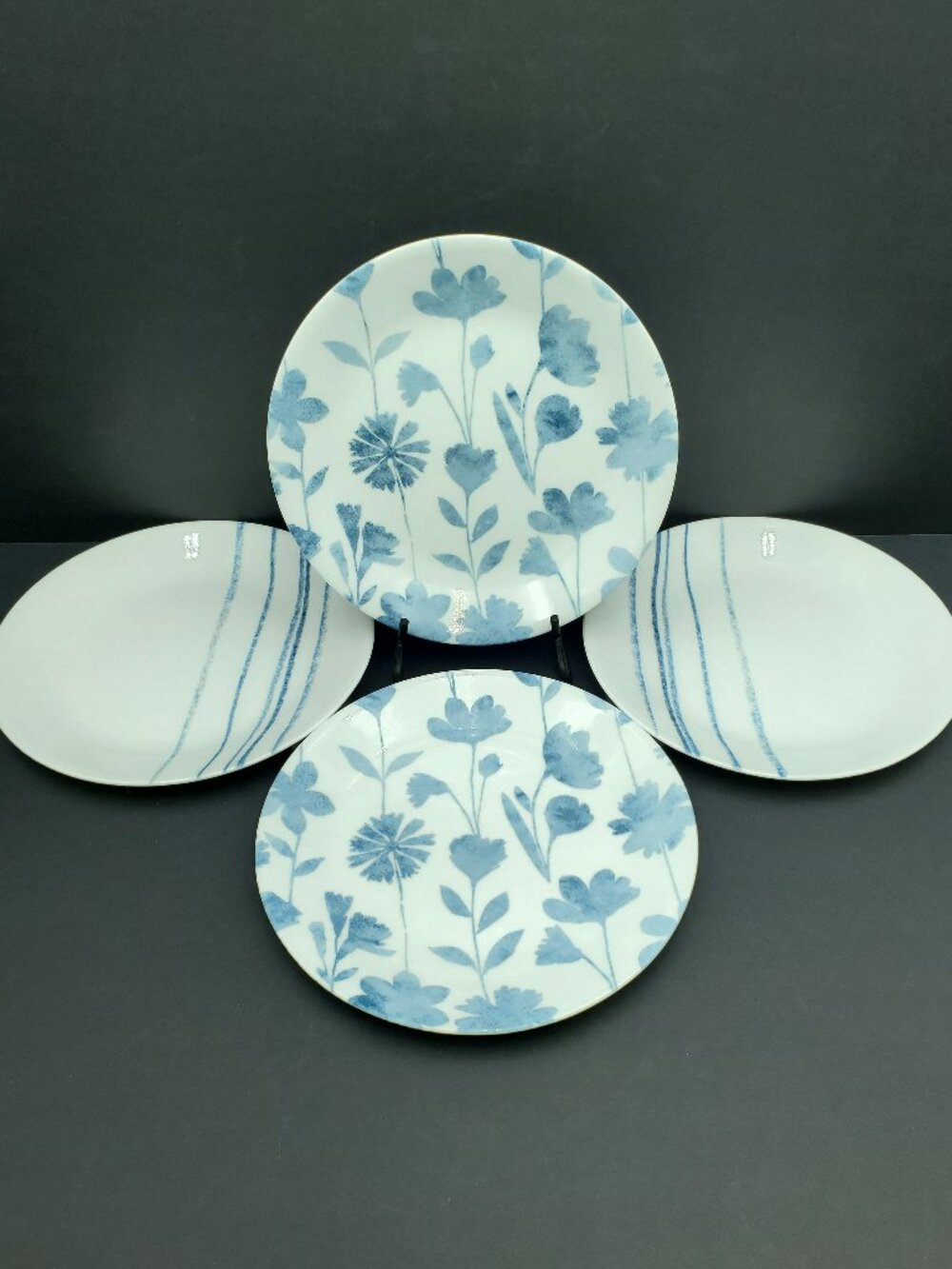 Corelle Botanical Stripes Salad Plates Blue Floral Stripes Side Plates